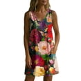 thumbnail image 4 of QUNYINEY Floral Womens Sundresses Casual Mini Sleeveless A Line Summer Tank Dress V Neck Beach Loose Fit with Pockets Dresses, 4 of 7