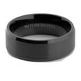 thumbnail image 5 of Metals Jewelry Men's / Women's 8mm Black Plated Stainless Steel Brushed Center Beveled Edge Band Ring Size 7.5, 5 of 8