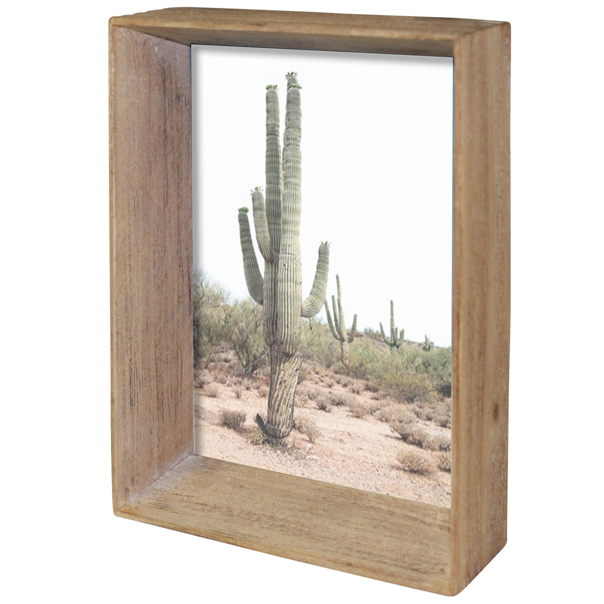 Picture Frame with Rectangular Wooden Encasing, Large, Brown