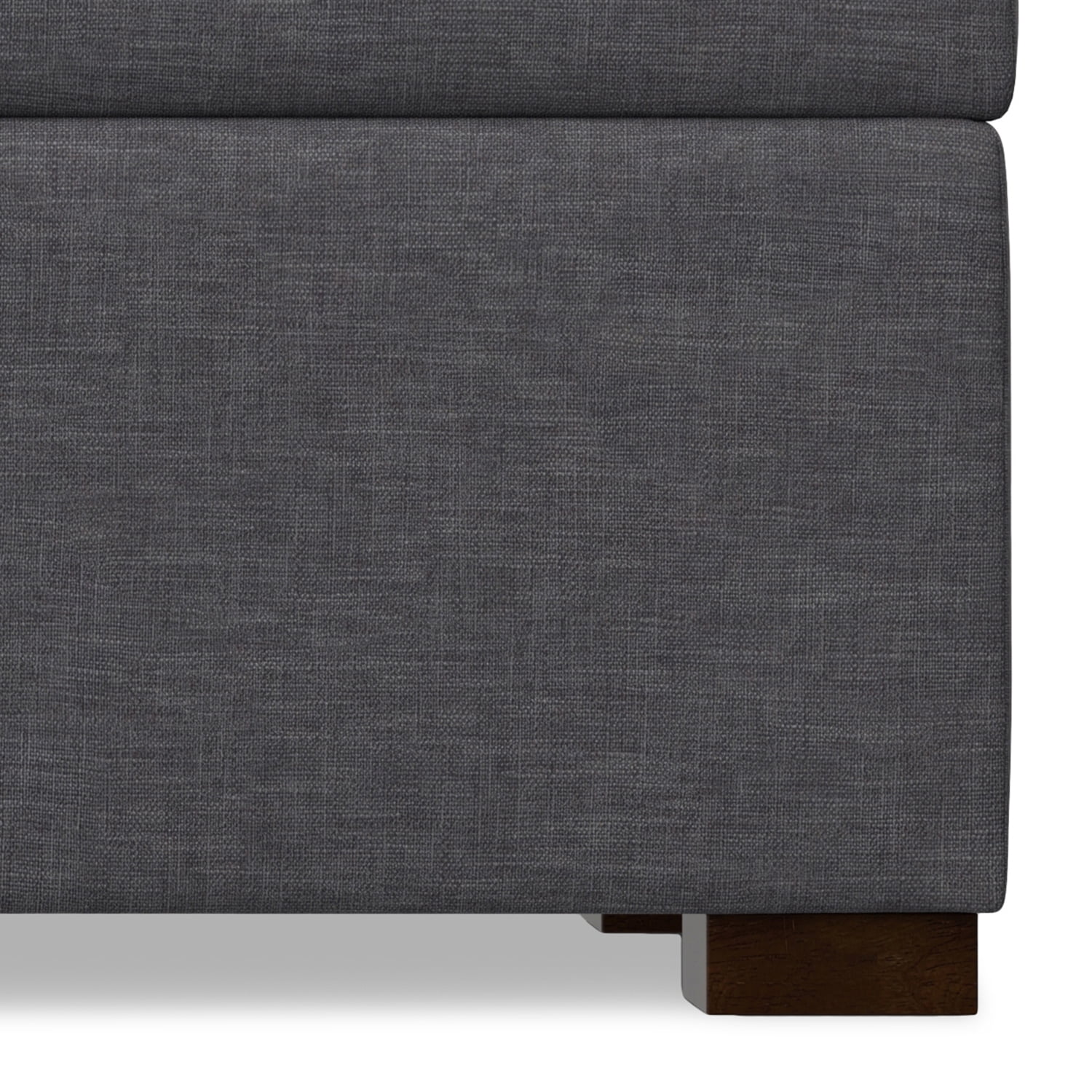 Gabbie 48 inch Wide Rectangular Storage Ottoman in Slate Grey Polyester Linen