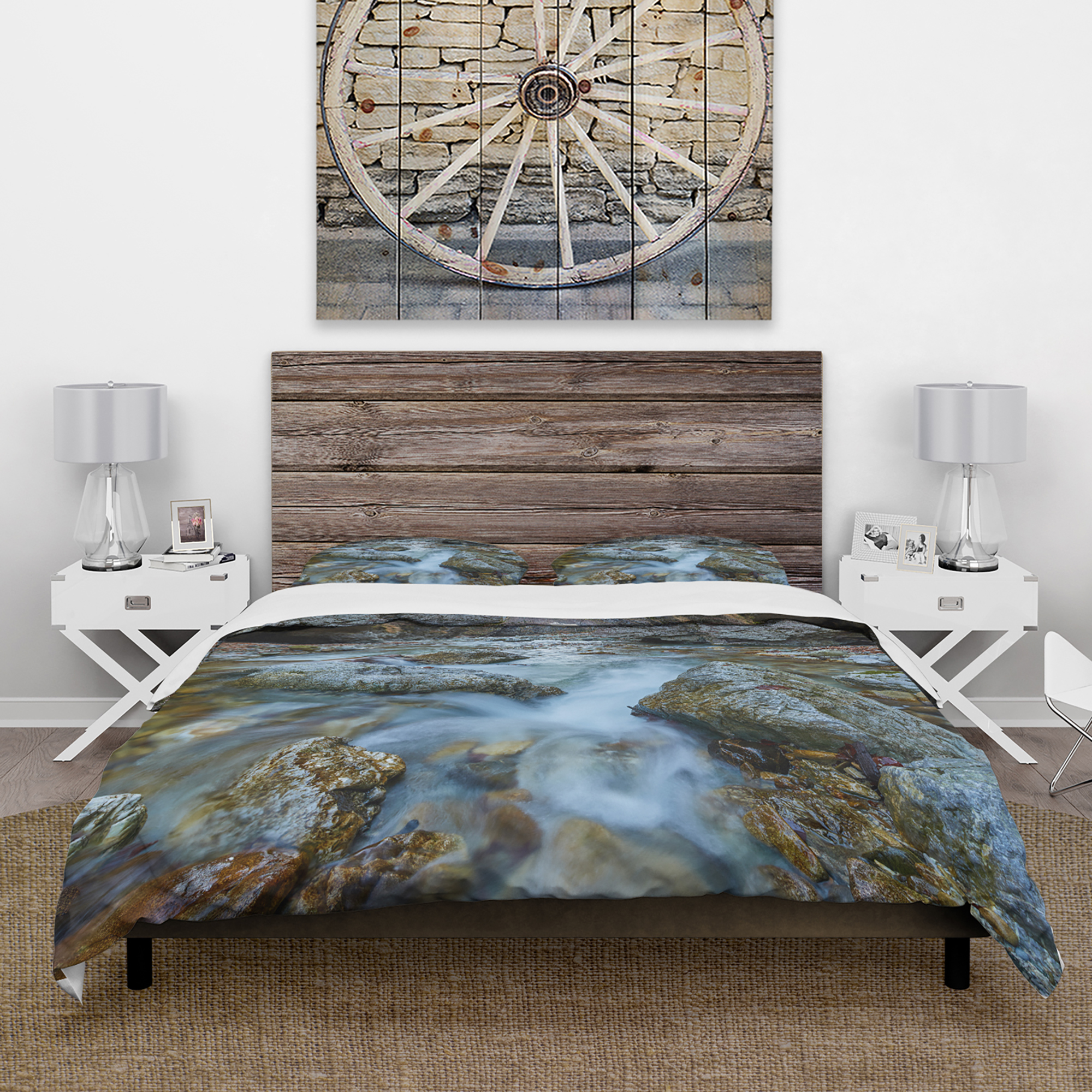 Designart 'Blue Water in River' Traditional Duvet Cover Set