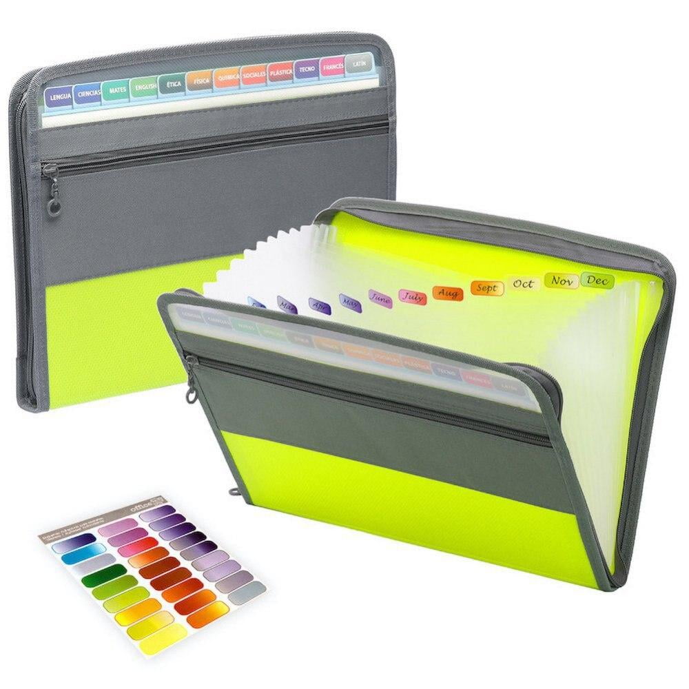 Expanding File Folder with Zipper Closure 13 Pockets Accordion 1 packs for A4 