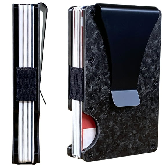 Notus Forged Carbon Fiber Wallet for Men & Women - Slim, Minimalistic & Seamless Blocks RFID Scanners with a Money Clip Card Holder Wallet Black