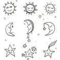 thumbnail image 3 of Sketchy Queen Size Duvet Cover Set, Hand Drawn Image of Sun Moon Stars Emoji Kids Nursery Room Art Print Image, Decorative 3 Piece Bedding Set with 2 Pillow Shams, Black and White, by Ambesonne, 3 of 3