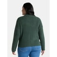 thumbnail image 3 of Terra & Sky Women’s Plus Diagonal Ribbed Mock Neck Sweater, Lightweight, Sizes 0X-5X, 3 of 5