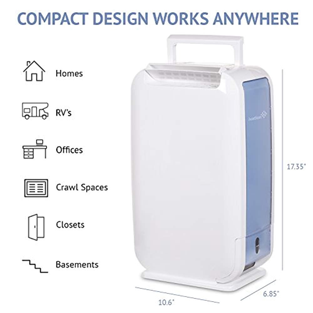 IVATION 13-Pint Desiccant Dehumidifier, Compact & Quiet, Continuous Drain Hose, Covers up to 270 Sq Ft