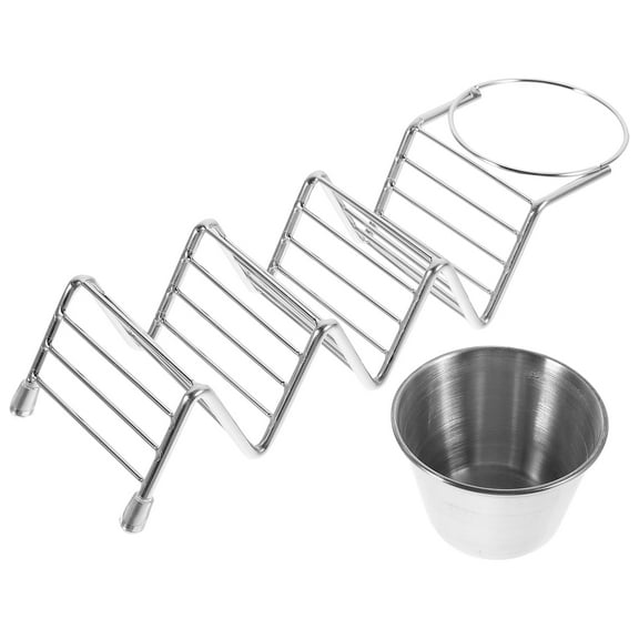 WynBing Taco Holder with Salad Cup Stainless Steel Taco Holder Taco Stand Metal Chicken Roll Stand