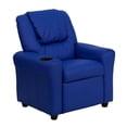 thumbnail image 1 of Contemporary Blue Vinyl Kids Recliner with Cup Holder and Headrest, 1 of 9
