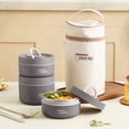 thumbnail image 6 of Thermal Insulated Lunch Box for Adults Portable Bento Box Leakproof Stainless Steel Food Container Stackable Lunch Container with Utensils 1 Pack (304 Stainless Steel), 6 of 14
