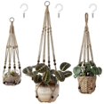 thumbnail image 1 of 3 Pack Macrame Plant Hangers Indoor Different Size Hanging Planter Basket Flower Pot Holder with Beads No Tassels 35'/29'/23', Medium, Brown, 1 of 5