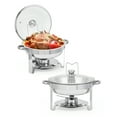 thumbnail image 1 of 2 Pcs Plat Rond Anti-Frottement en Acier Inoxydable de Haute Qualité 5 Qt pour Buffet – Réchaud Alimentaire Durable avec Couvercle en Verre, Support et Plateau d'Égouttement – Idéal pour Traiteur, Fêtes, Mariages et Banquets, 1 of 7