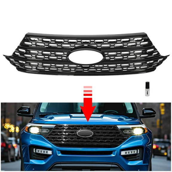For Ford Explorer Base XLT 2020-2024 Front Radiator Grille Overlay Cover Black