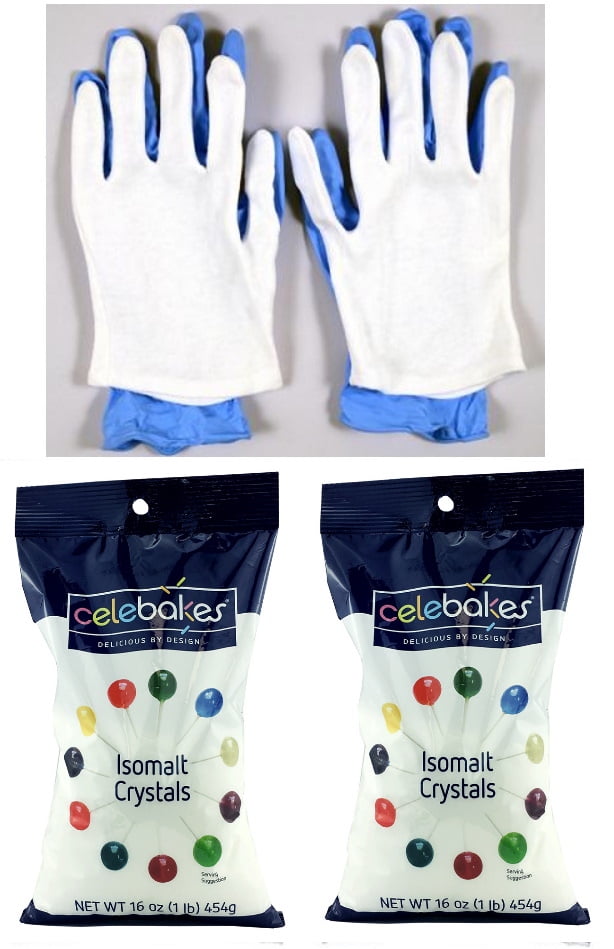 Celebakes Isomalt Crystals with Protective Gloves for Sugar Work (With Large Gloves)