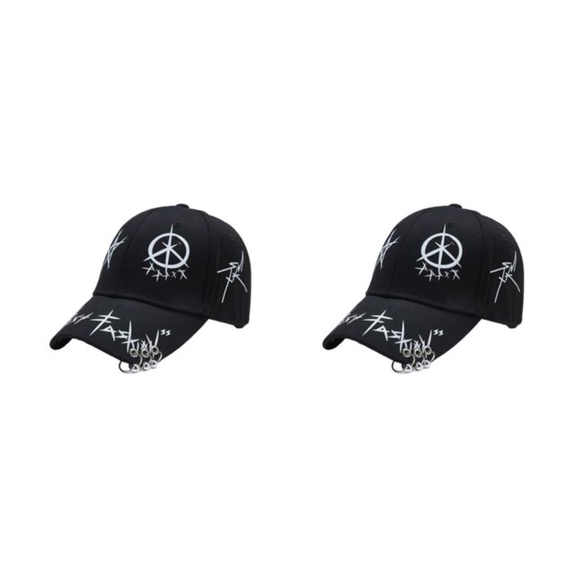 Baohd Stylish Adjustable Baseball Cap For Summer And Sun Protection Stylish And Practical Hats For Women black ring bead 2Set