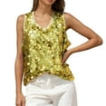 thumbnail image 2 of EliteGoogv Women Tank Top Classic Fit Carnival Holiday Tops Vest Sequin Sleeveless Shirts Yellow L, 2 of 4