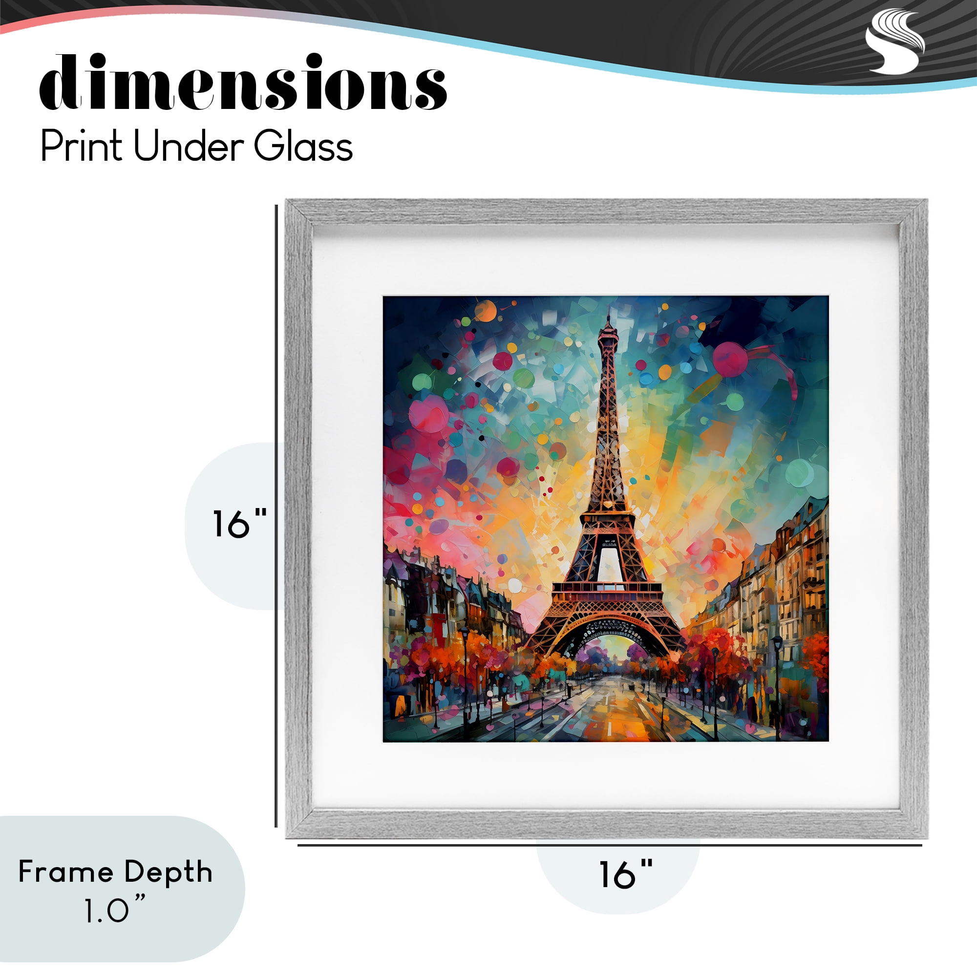 Stupell Industries Eiffel Tower with Vibrant Dots Gray Framed Print Under Glass, design by Creative Studio