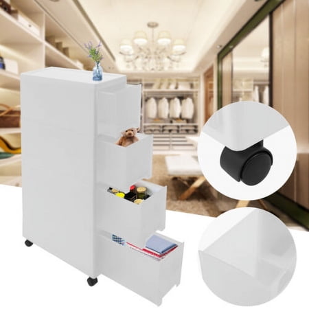 Spacekeeper Slim Rolling Storage Cart Laundry Room Organization 4 Tier 18*45CM