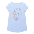thumbnail image 2 of Wonder Nation Girls Graphic Print Sleep Dress with Short Sleeves, 2-Pack, Sizes 4-18 & Plus, 2 of 3
