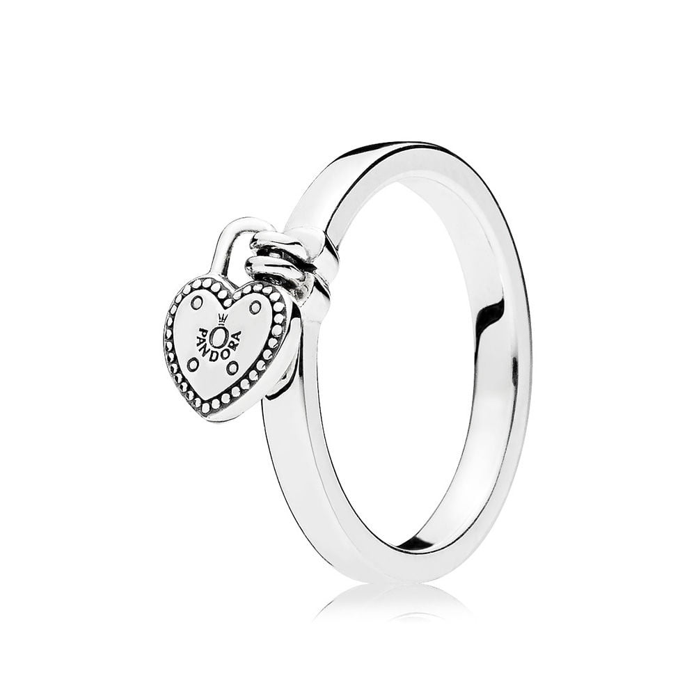 PANDORA - Heart padlock ring in sterling silver Ring sz 60 196571-60