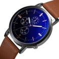 thumbnail image 2 of Ocio Moda Hombres Aleación simple PU Dial Reloj de pulsera de cuarzo Decoración (Marrón Negro), 2 of 4