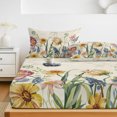 thumbnail image 6 of Full Size Fitted Sheet Set - Colorful Flowers 3 Piece Bedding Sets 16" Deep Pocket Fitted Sheet with 2 Pillowcases Spring Botanical Wild Florals Herbs Brushed Microfiber Hotel Luxury Bed Sheets, 6 of 9