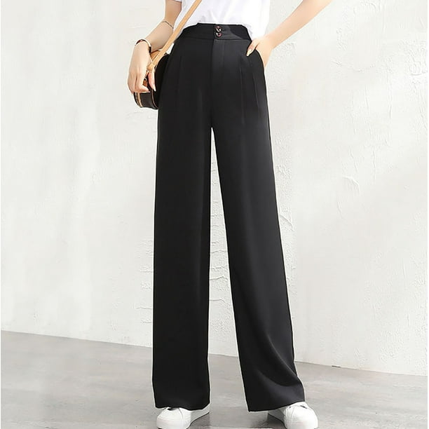 Dress Pants for Women High Waisted Solid Straight Wide Leg Pants Casual  Comfy Work Office Full-Length Trousers