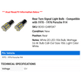 thumbnail image 2 of Rear Turn Signal Light Bulb - Compatible with 1970 - 1976 Porsche 914 1971 1972 1973 1974 1975, 2 of 2