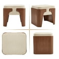 thumbnail image 4 of Zesthouse Upholstered Linen Ottoman, Modern Foot Stool Ottoman with Extra Thick Cushion and Walnut Finish Wood Frame, Vanity Stool for Bedroom Living Room Hallway, Beige, 4 of 9