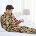 thumbnail image 6 of Cauagu Sunflowers Bee Print Men's Long-Sleeve Pajama Set,Soft Button-Front 2Pjs for Men Long Sleeve Men’s Sleepwear-X-Large, 6 of 7