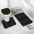 Creative Black Wooden Plank Bath Mat Set Gold Lines Geometric Modern