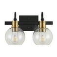 thumbnail image 6 of JONATHAN Y Marais 14.5" 2-Light Iron/Glass Rustic Vintage LED Vanity Light, Black/Brass Gold, 6 of 8