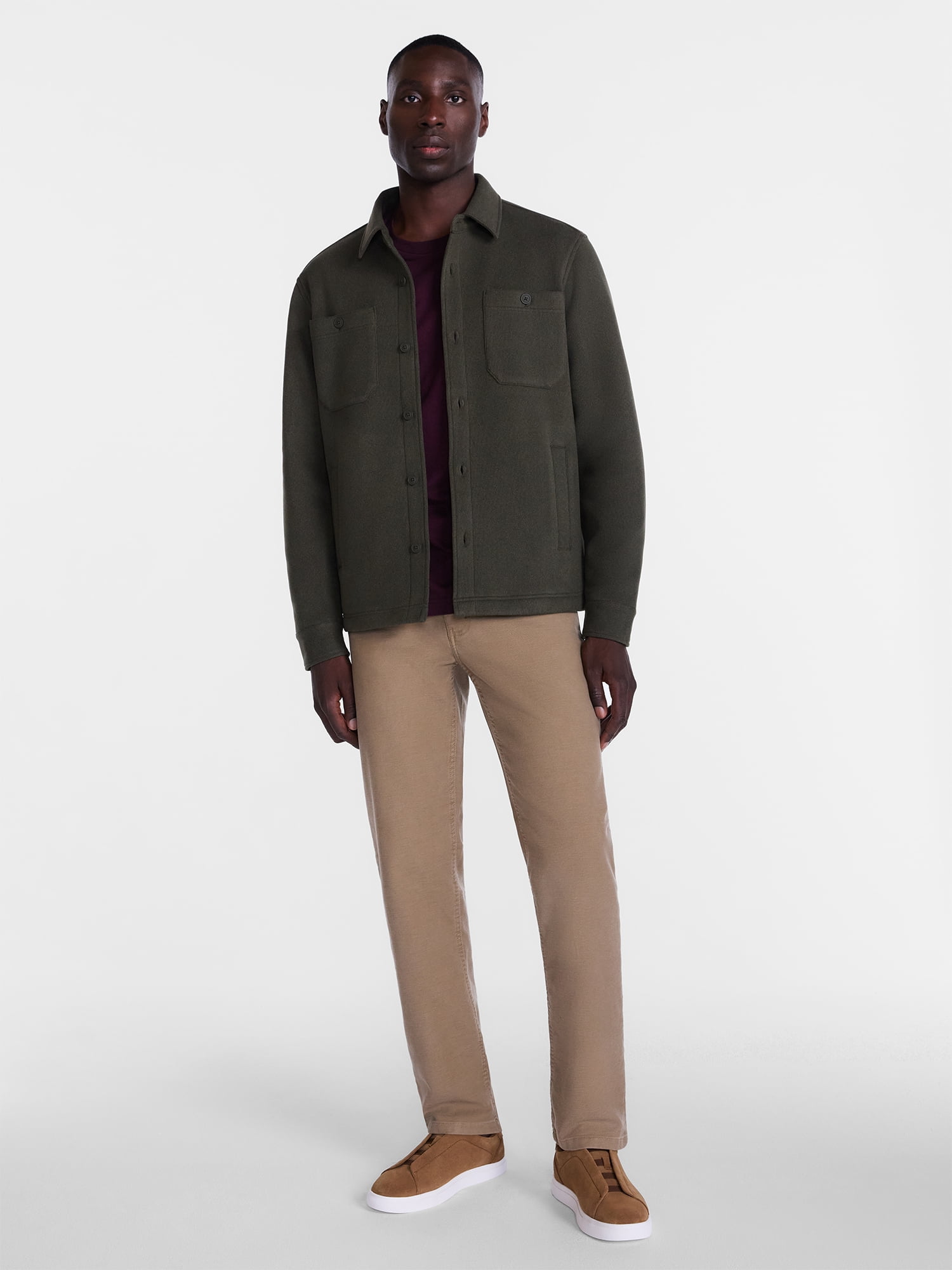 George Men's and Big Men's Fleece Knit Shirt Jacket with Long Sleeves, Sizes S-3XL