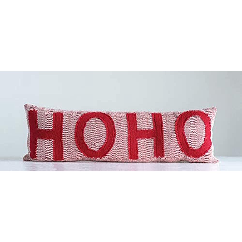 Creative Coop Ho Cotton Woven Pillows, Red