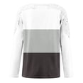 thumbnail image 4 of WREESH Womens Fashion T-Shirts Color Block Casual Round-Neck Lace Hollow Out Long Sleeve Pullover Slimming Blouse T-Shirt Tops Bronze, 4 of 5
