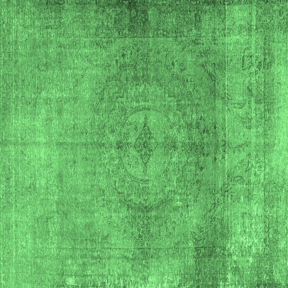 Ahgly Company Indoor Square Persian Emerald Green Traditional Area Rugs, 6' Square