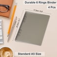 thumbnail image 2 of Uxcell A5 Binder Cover, 4 Pcs PP 6 Ring Loose Leaf Binder Protector Round Ring Binder, Brown, 2 of 5