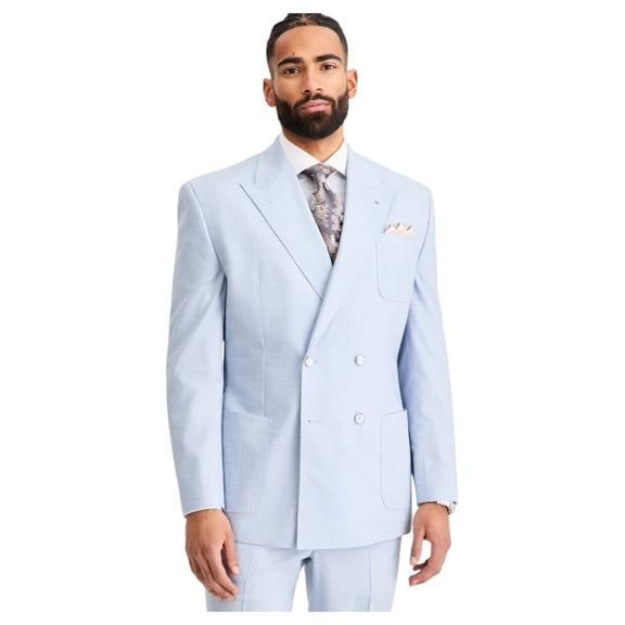 Tayion Mens Classic fit Suit Jacket Blazer 42 S Blue Solid