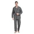 thumbnail image 1 of GLOBAL S S Conjunto de Pijama de Tejido Liso de Manga Larga para Hombre, Ropa de Dormir de Algodón, Ropa de Dormir Cómoda, Cuadros Negro, 1 of 7