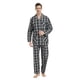 thumbnail image 1 of GLOBAL Conjunto de Pijama de Tejido Liso de Manga Larga para Hombre, Ropa de Dormir de Algodón, Ropa de Dormir Cómoda, Cuadros Negros L, 1 of 7