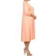 thumbnail image 3 of Women's Plus Size Casual 3/4 Sleeves Basic A-Line Pleated Solid Midi Dress, 3 of 6