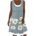 thumbnail image 2 of Cute Party Sun Dresses Daisy Print Knee Length Women's Casual Loose Flowy Tank Sundress for Women Beach Vacation Round Neck Sleeveless Midi Summer Shirt Dress for Women Yellow XXXL, 2 of 5
