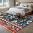 thumbnail image 4 of Bohemian Floral Area Rugs 5x7 ft Green Red Ethnic Flower Geometric Mottled Retro Washable Rug Non Slip Indoor Carpet Absorbent Floor Mat for Living Room Bedroom Dining Room, 4 of 9