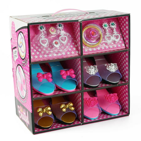 JoyAbit Princess Dress up & Play Shoe and Jewelry Boutique, This  Set Includes 4 Pairs of Shoes in different styles & colors + Fashion Accessories include rings, bracelets, &