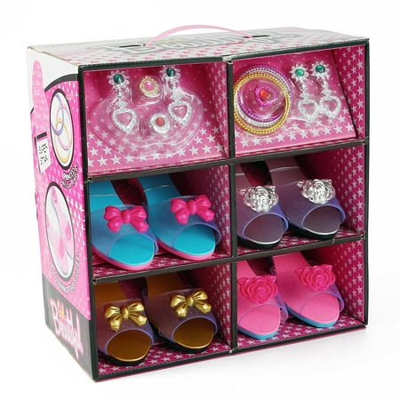 American Princess Jewelry Set - Princess Dress up & Play Shoe and Jewelry Boutique, This Dressup Princess Jewelry Set Includes 4 Pairs of Shoes in different styles & colors + Fashion Accessories include rings, bracelets, & earrings