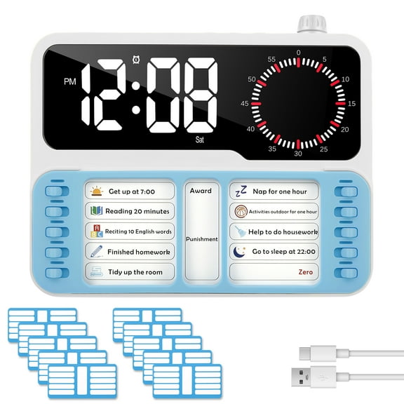 3-in-1 Visual ADHD Timer for Kids & Adults with Planning Board Task Timer Chore Chart & Visual Schedule Planner Autism & ADHD Tools with Checklist