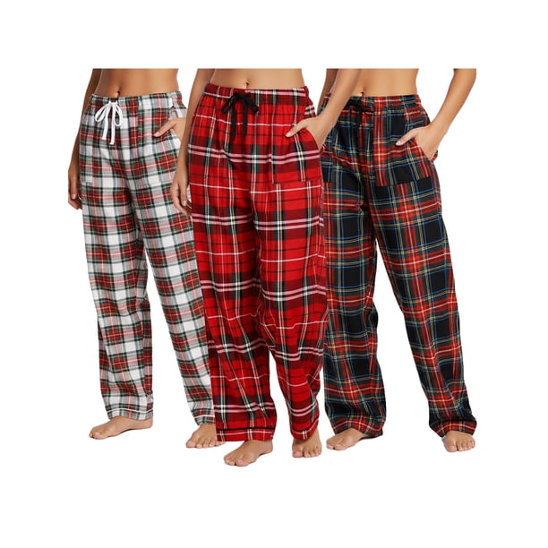 Angelina Pantalon de Pijama de Franela para Mujer (Paquete de 3)