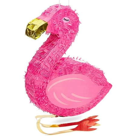 Juvale Small Tropical Flamingo Pinata, Summer, Luau, and Pool Party Supplies, 16 x 13 x 3 Inches