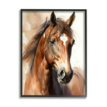 Stupell Industries Brown Horse Painting Animals & Insects Painting Black Framed Art Print Wall Art, 24 x 30