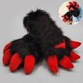 thumbnail image 2 of Byfri Black Furry Dragon Paw Full Finger Mittens, Plush Anime Gloves for Themed Events, Black 38x20cm, 2 of 7