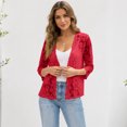 thumbnail image 4 of Lace Cardigan for Women 3/4 Sleeve Open Front Lightweight Crochet Shrug Bolero Open Dressy Casual Summer Cover Up Sweater Red L, 4 of 5